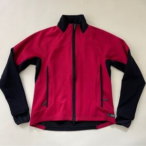 REI Jacket Womens Large Pink Black Soft Shell Cycling Hike Camp Gorpcore Vintage